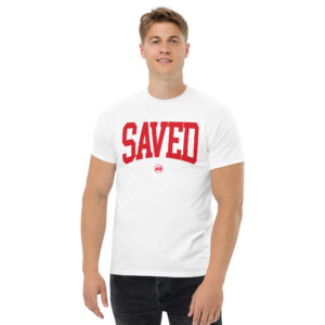 Big Saved White/Drip Red Tee